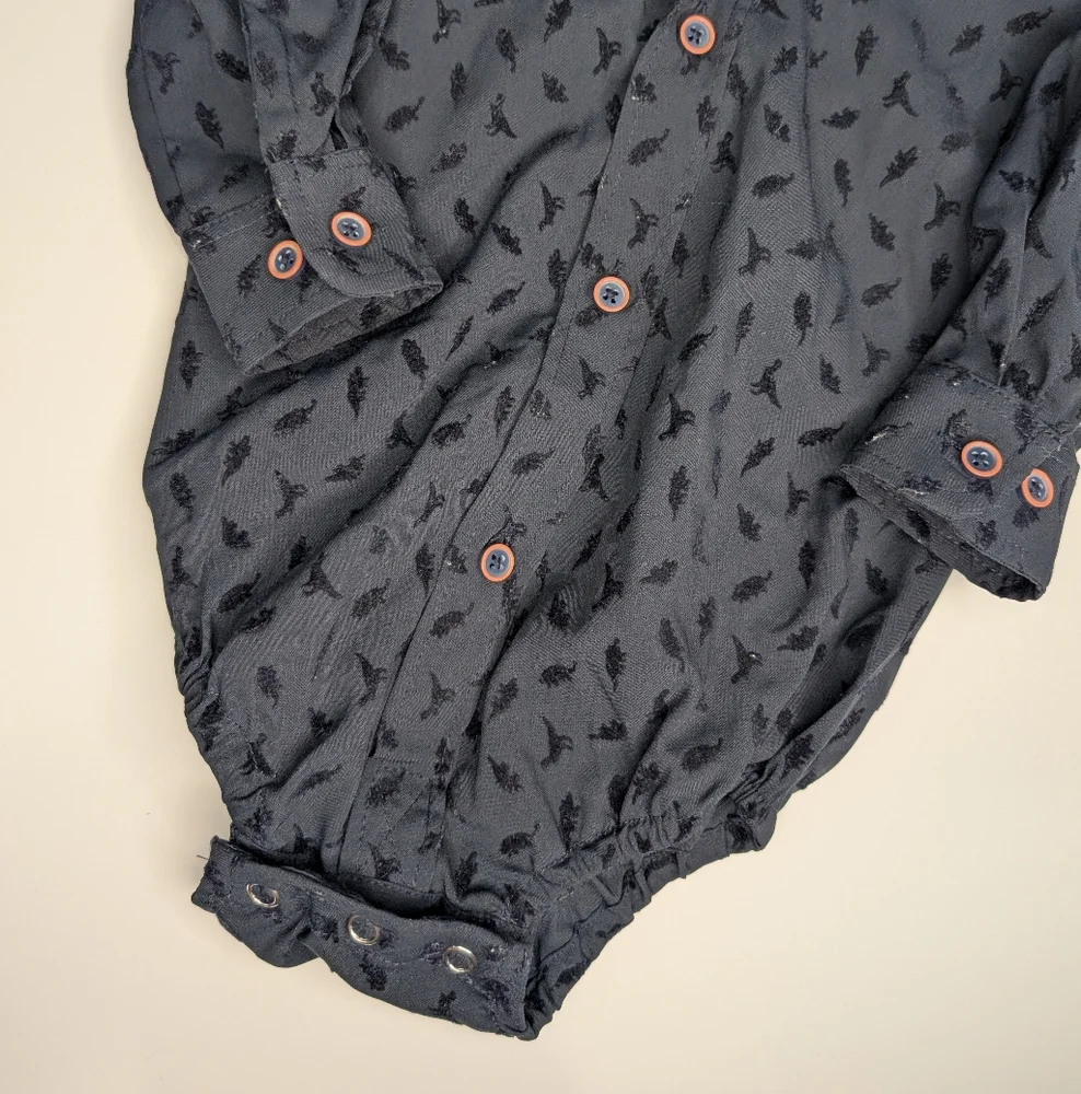 Test of Time Navy Button-Front Shirt Onesie